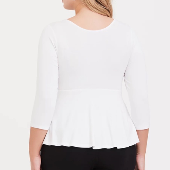 COPY - *NWT* SUPER SOFT WHITE SURPLICE PEPLUM TOP - Picture 4 of 7